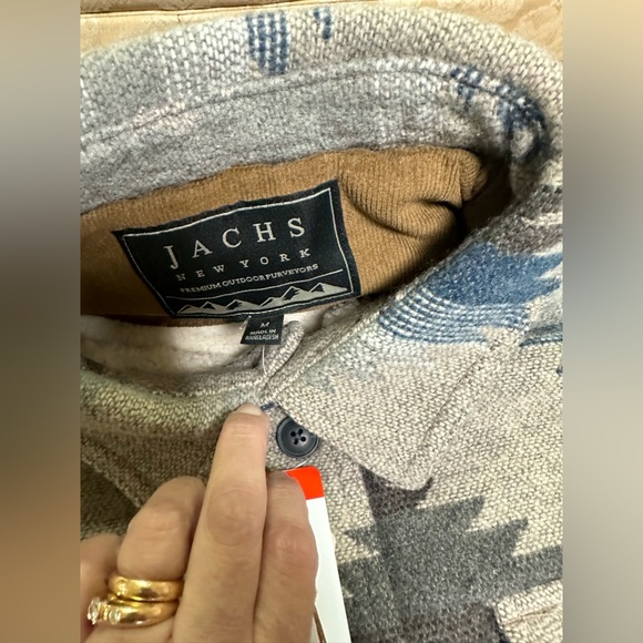 Jachs Men’s Tan Aztec Sherpa Lined Wool Blend Jacket Shacket - Picture 9 of 16